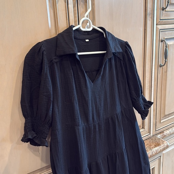 Black Gauze Cotton Midi Dress NWOT - Picture 3 of 3